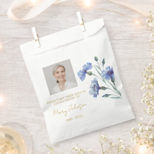 Cornflower Simple Photo Funeral Seed Favour Bags