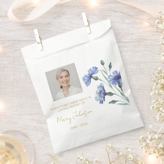 Cornflower | Simple Photo Funeral Seed Favour Bags (Clipped)