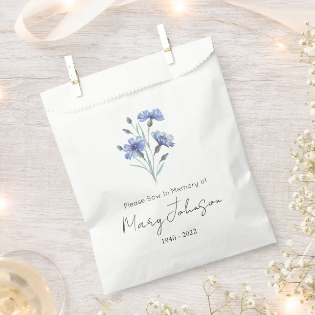 Cornflower | Simple Seed packet Funeral  Favour Bags (Clipped)