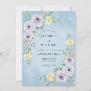 Cornflower Soft Lilac Petal Wedding Invitation
