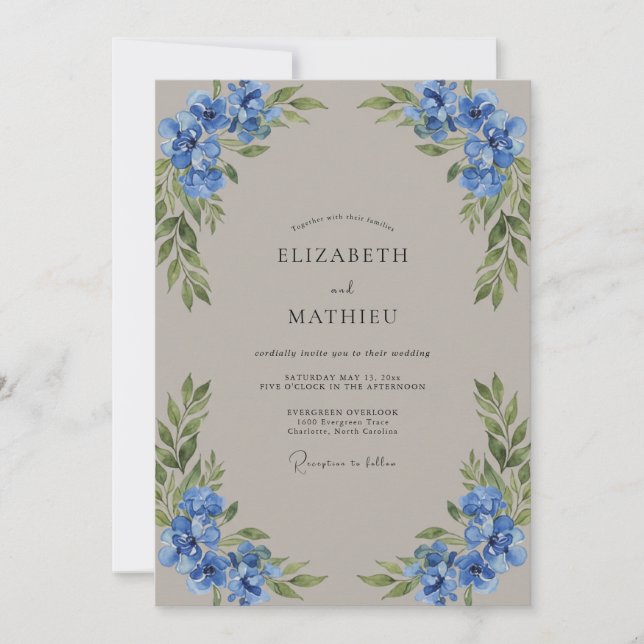 Cornflower Taupe Petal Wedding Invitation (Front)