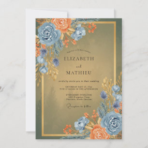 Cornflower Terracotta Eucalyptus Wedding Invitation
