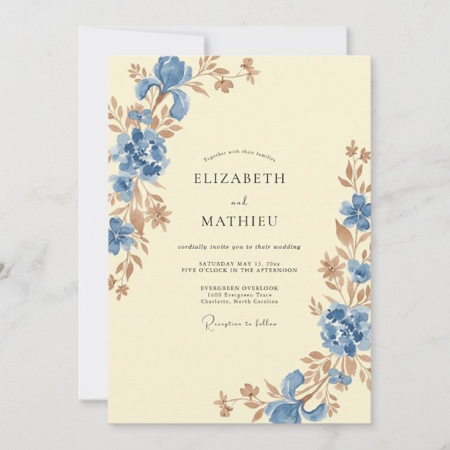 Cornflower Wildflower Wedding Invitation (Front)