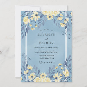 Cornflower Yellow Wildflower Wedding Invitation