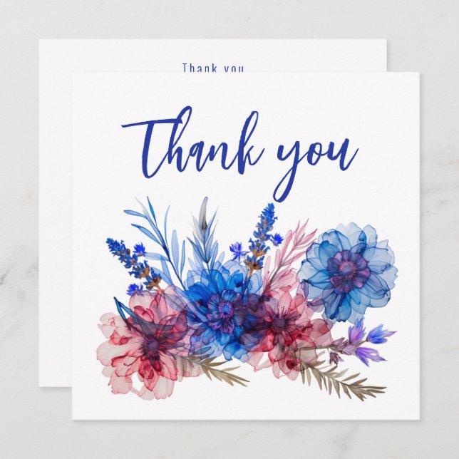 💍 Cornflowers and Lavender Bliss  Thank You Card (Front/Back)