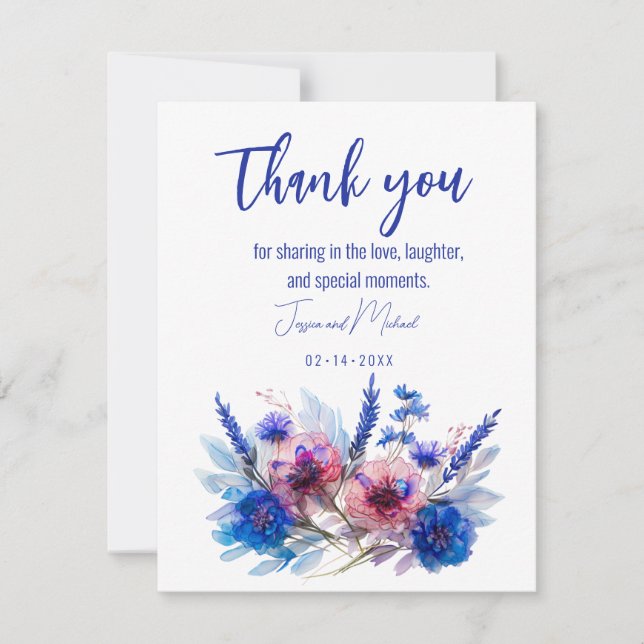 💍 Cornflowers and Lavender Bliss  Thank You Card (Front)