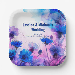 💍 Cornflowers and Lavender Elegance Paper Plate