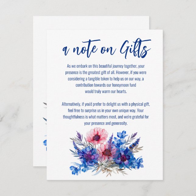 Cornflowers and Lavender note on Gifts Enclosure (Front/Back)
