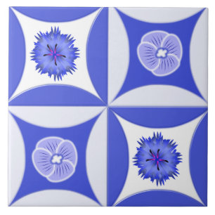 Cornflowers and Speedwells in the Barn Door Tile