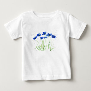 Cornflowers Blue flowers Garden Art Watercolor  Baby T-Shirt