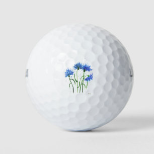 Cornflowers blue flowers watercolor wildflowers golf balls