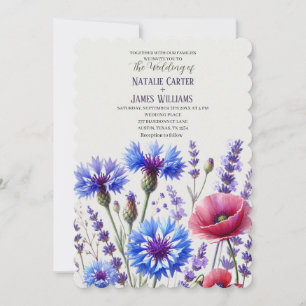 Cornflowers blue Wildflower Floral Wedding  Invitation
