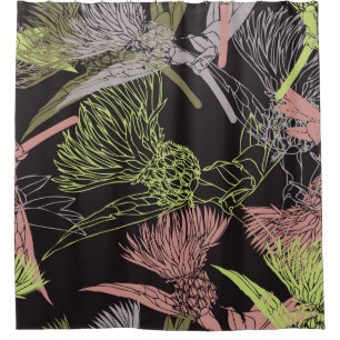 Cornflowers colorful patternpattern,flower,green,d shower curtain