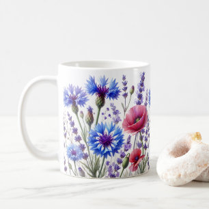 Cornflowers Floral Watercolor Wildflowers Pretty Coffee Mug