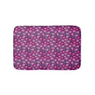 Cornflowers In Crayon Pink Burgandy Bath Mat