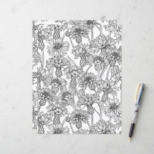 Cornflowers, wild flowers in black and white