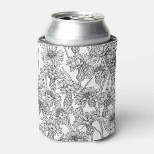 Cornflowers, wild flowers in black and white can cooler