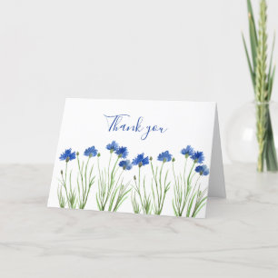 Cornflowers Wildflower Floral Wedding Thank you  Card
