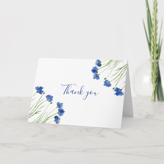 Cornflowers Wildflower Floral Wedding Thank you  Card (Front)