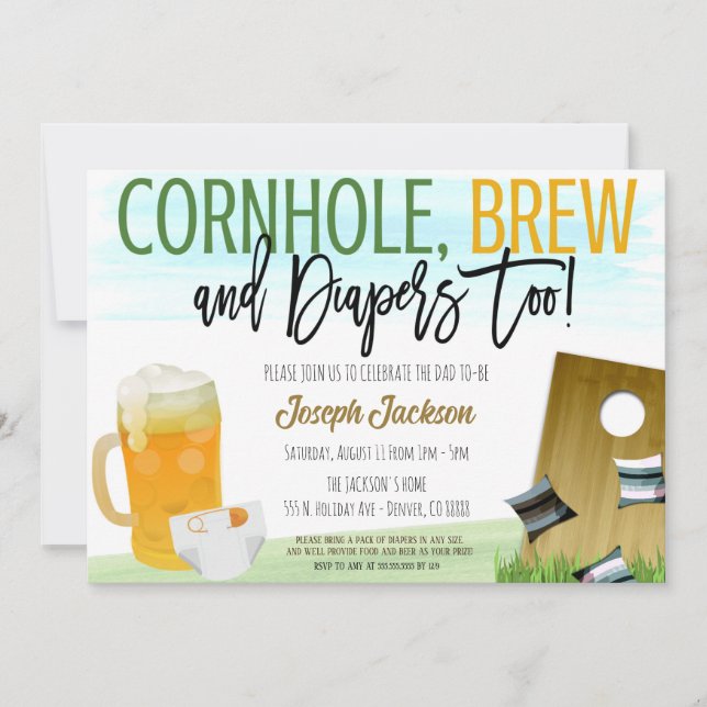 Cornhole and Beer Baby Shower Invitation (Front)