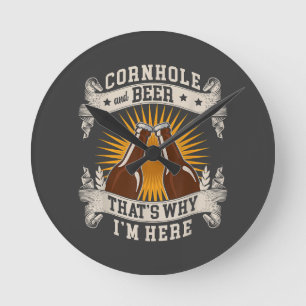 Cornhole And Beer That's Why I'm Here Cornhole Round Clock