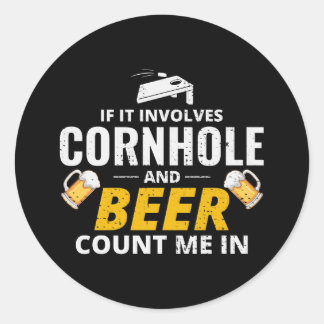 Cornhole Bean Bag Toss Outdoor Lawn Game Drinking Classic Round Sticker