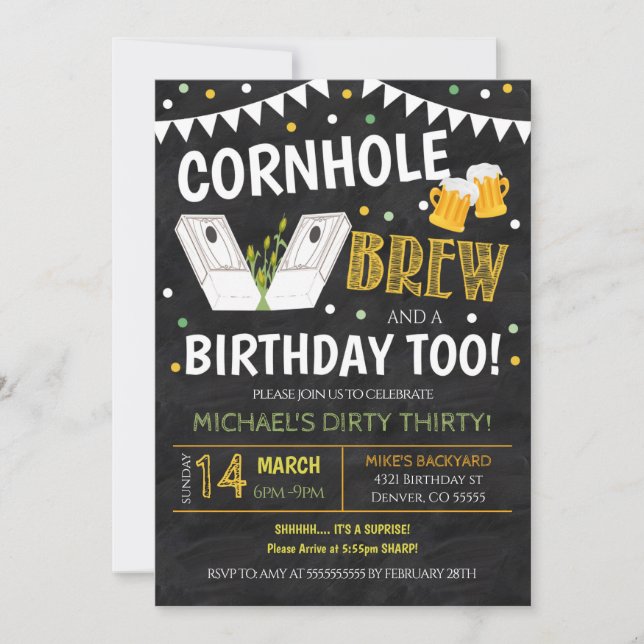 Cornhole Birthday Invitation (Front)