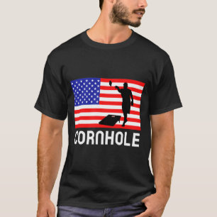 Cornhole Board Game Men Women Aamerican Flag Corn T-Shirt