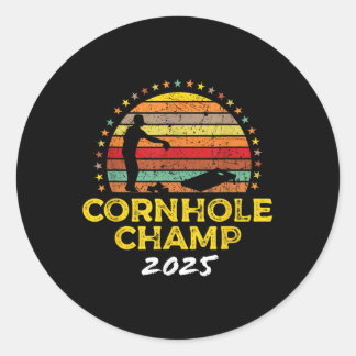 Cornhole Champion 2025, Cornhole Bags Tournament W Classic Round Sticker