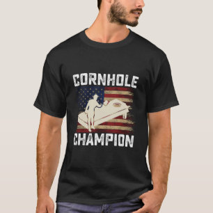 Cornhole Champion American Flag USA 4th OF July  T-Shirt