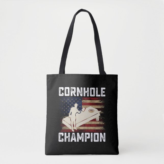 Cornhole Champion American Flag USA 4th OF July  Tote Bag (Front)