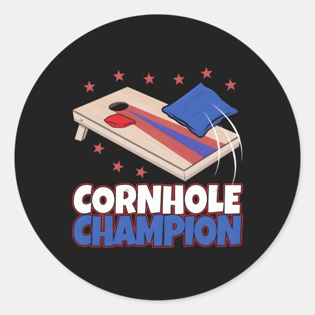 Cornhole Champion Corn Hole Gammer Love Classic Round Sticker (Front)