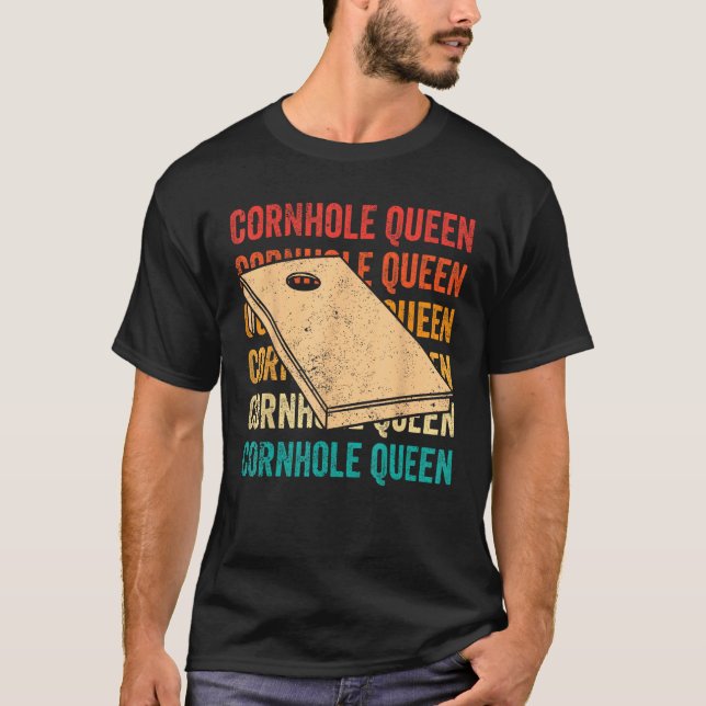 Cornhole Corn Hole Retro Cornhole Queen T-Shirt (Front)