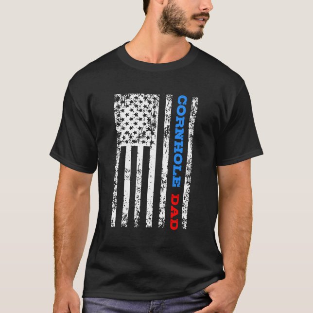 Cornhole Dad Bean Bag Corn Hole Toss T-Shirt (Front)