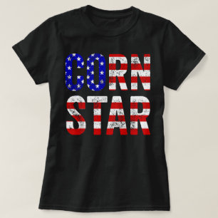 Cornhole Funny Bean Bag Toss Corn Star USA Flag T-Shirt