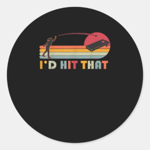 Cornhole-Funny Id Hit That Team Bean Bag Lover Classic Round Sticker
