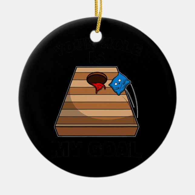 Cornhole Hole Goal Bean Bag Game Team  Ceramic Tree Decoration (Front)