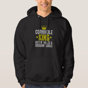 Cornhole King Retro Cornhole Champion Bean Bag Hoodie