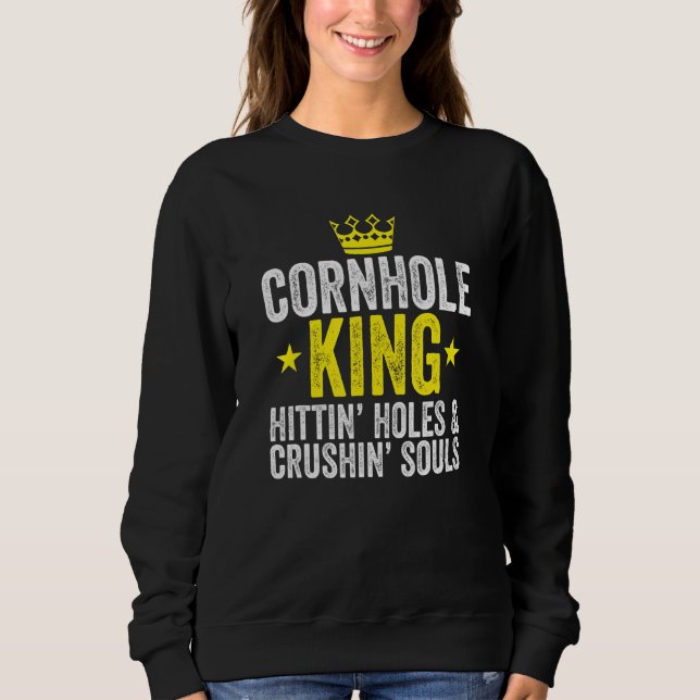 Cornhole King Retro Cornhole Champion Bean Bag Sweatshirt (Front)