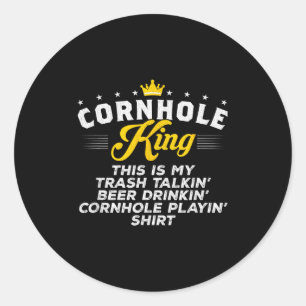 Cornhole King Traalkin Funny Cornhole Gift  Classic Round Sticker