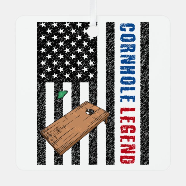 Cornhole Legend USA Metal Tree Decoration (Front)