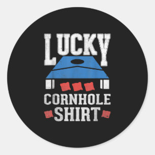 Cornhole Outfit Bean Bag Players Lucky Cornhole Classic Round Sticker