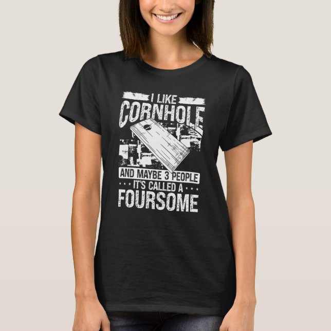 Cornhole Player and maybe 3 people Cornament Throw T-Shirt (Front)