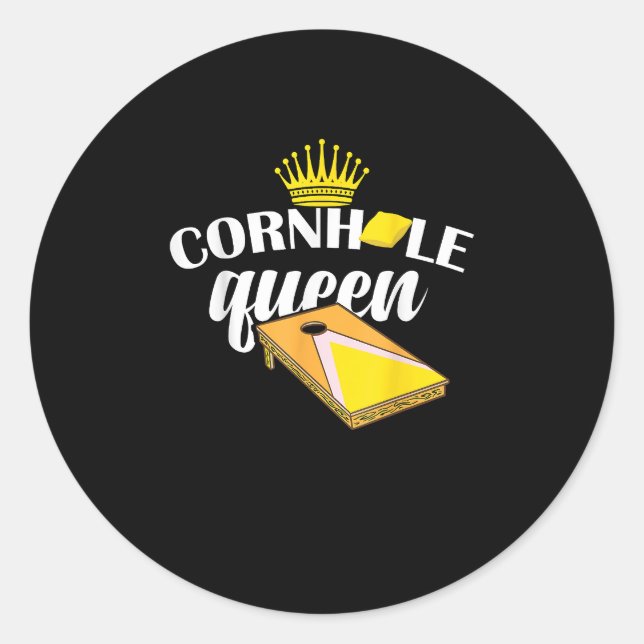 Cornhole Queen Bean Bag Funny Cornhole Classic Round Sticker (Front)