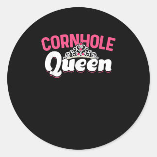 Cornhole Queen Classic Round Sticker