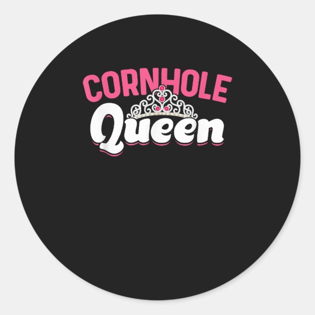 Cornhole Queen Classic Round Sticker (Front)