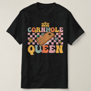 Cornhole Queen Groovy Cornhole Mum Corn Hole T-Shirt