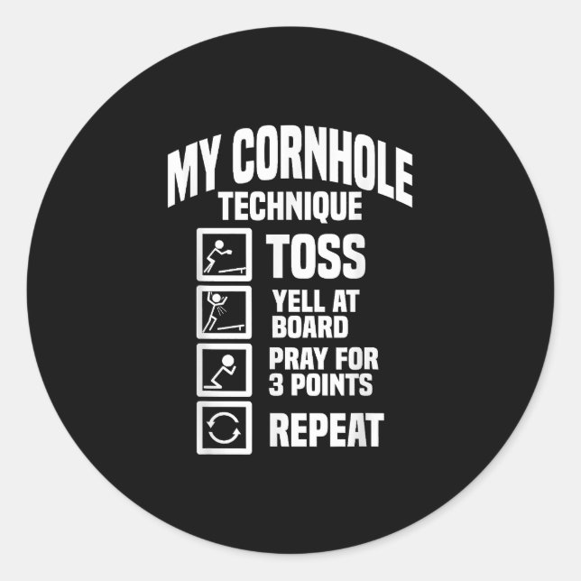 Cornhole Technique Throwing Technique Cornhole Classic Round Sticker (Front)
