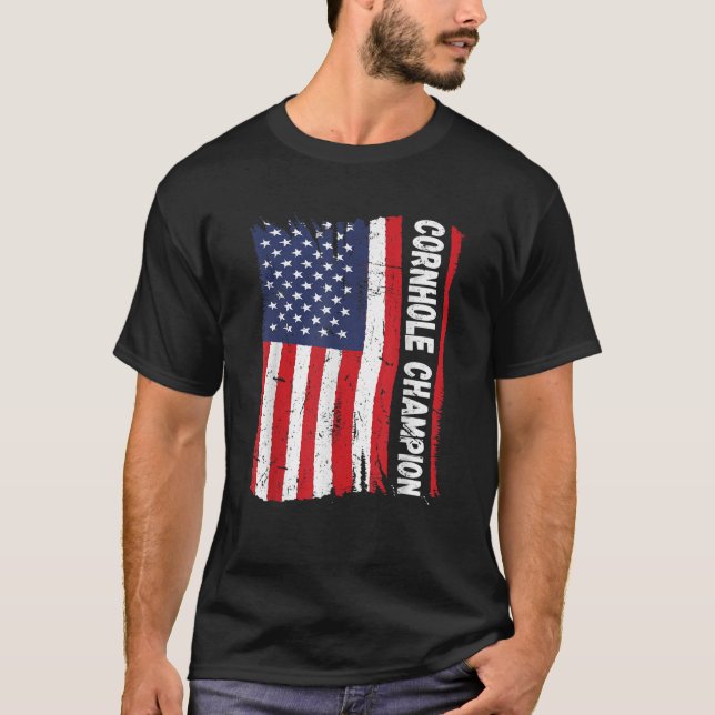 Cornhole Trophy Champion Funny Bean Bag Cornhole P T-Shirt (Front)
