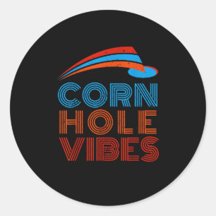 Cornhole Vibes Cornhole Cornhole Player Classic Round Sticker